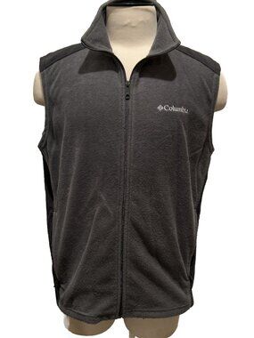 Columbia Full Zip Fleece Vest Mens Size L Gray Pockets Outdoors